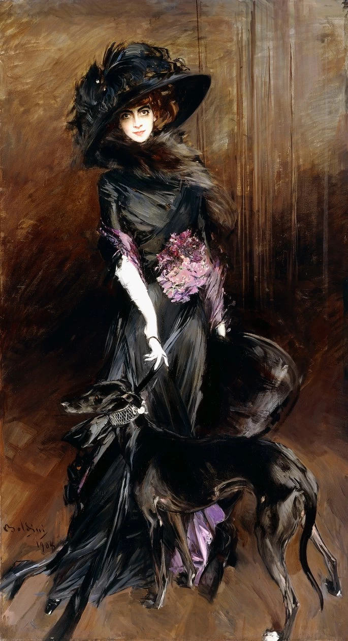 Ritratto della Marchesa Luisa Casati, con un levriero, 1908